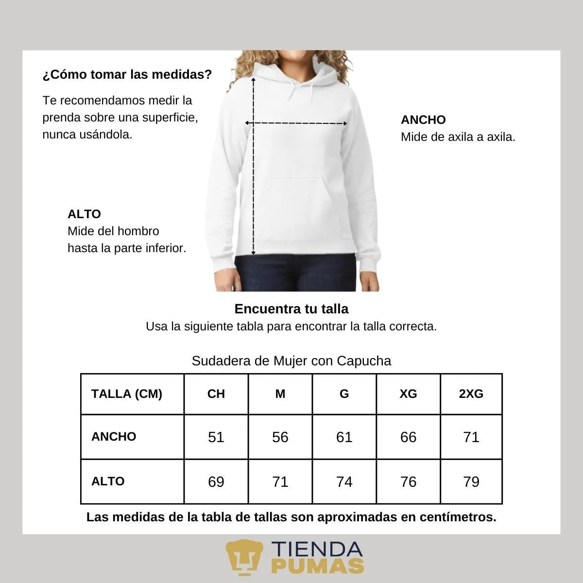 Sudadera Mujer Hoodie  Pumas UNAM Domo Nieve