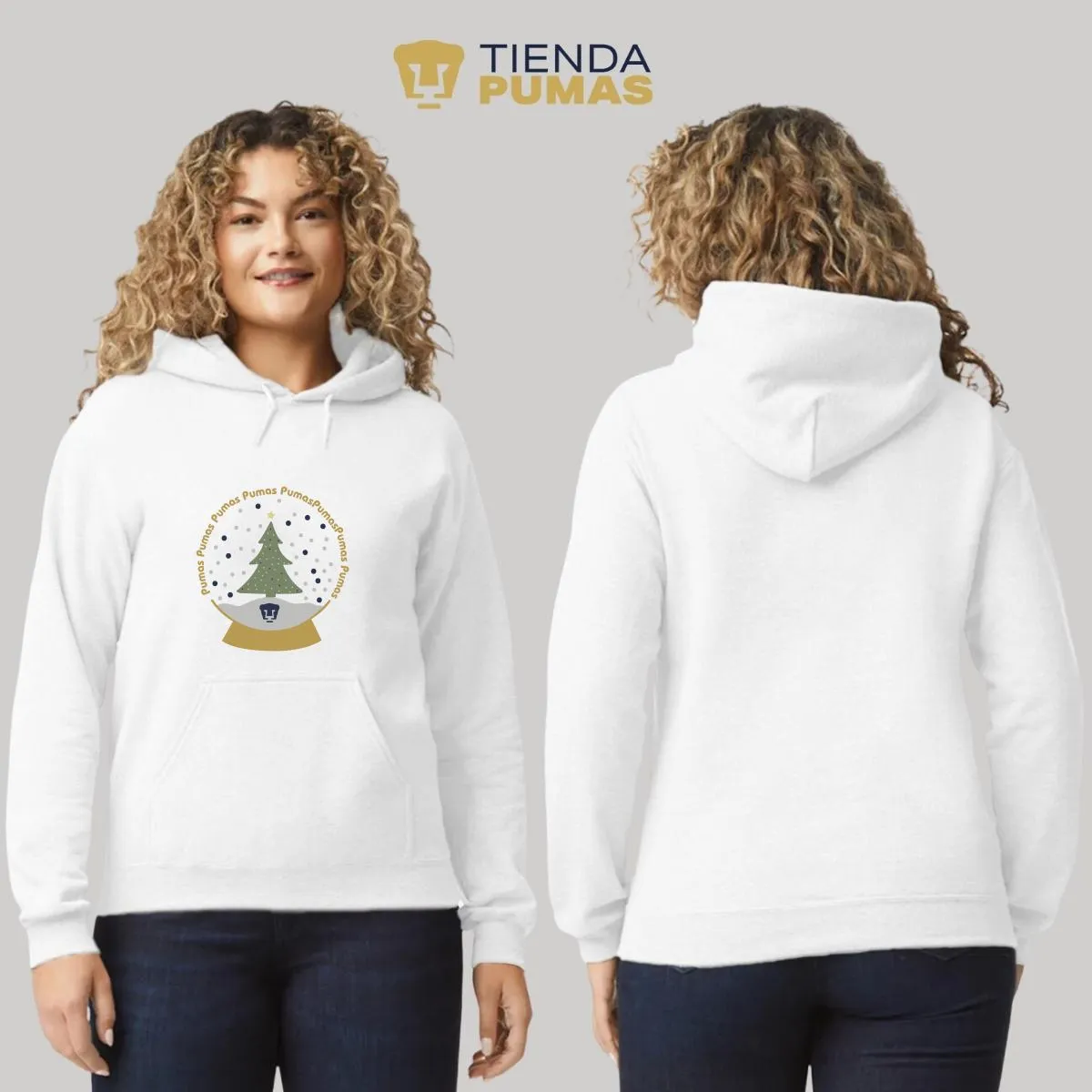 Sudadera Mujer Hoodie  Pumas UNAM Domo Nieve