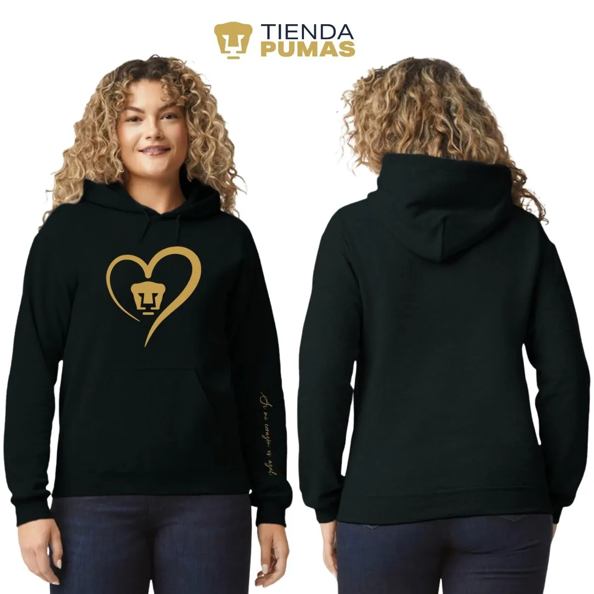 Sudadera para Mujer Hoodie Pumas UNAM Corazón Oro