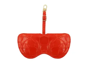 Sunglasses Holder Orinoco 'Croc' Print Calf Leather - Orange