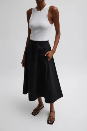 Tibi Bonded Luxe Twill Circle Skirt - Black