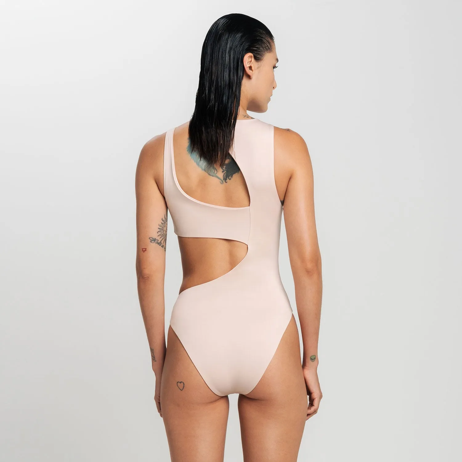 True Logo Asymmetric Bodysuit - Sand