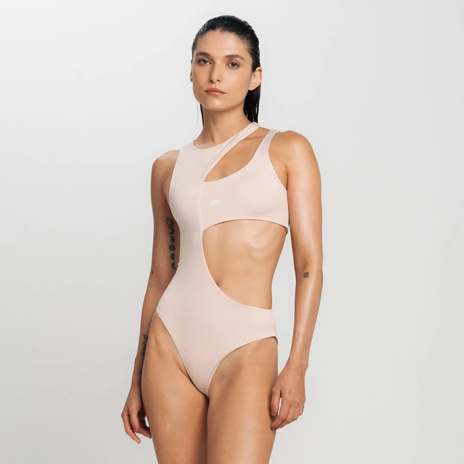 True Logo Asymmetric Bodysuit - Sand