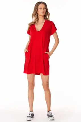 V-NECK POCKET DRESS