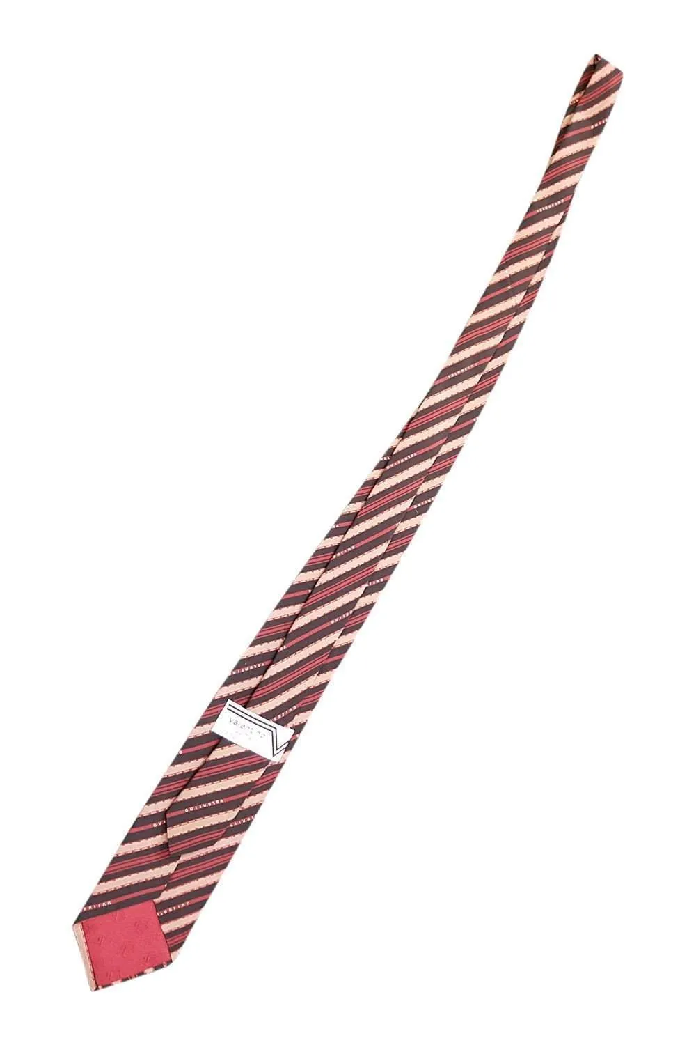 VALENTINO Vintage 100% Silk Brown Diagonal Stripe Tie (55)