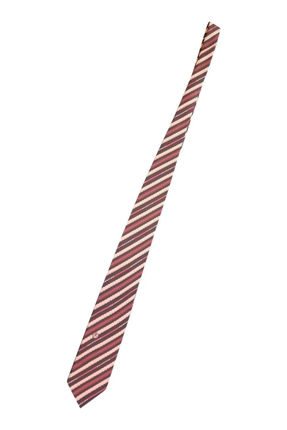 VALENTINO Vintage 100% Silk Brown Diagonal Stripe Tie (55)