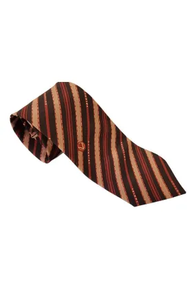 VALENTINO Vintage 100% Silk Brown Diagonal Stripe Tie (55)