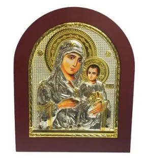 Virgin Mary Byzantine Icon Sterling Silver 925 Size 24 x 19 cm