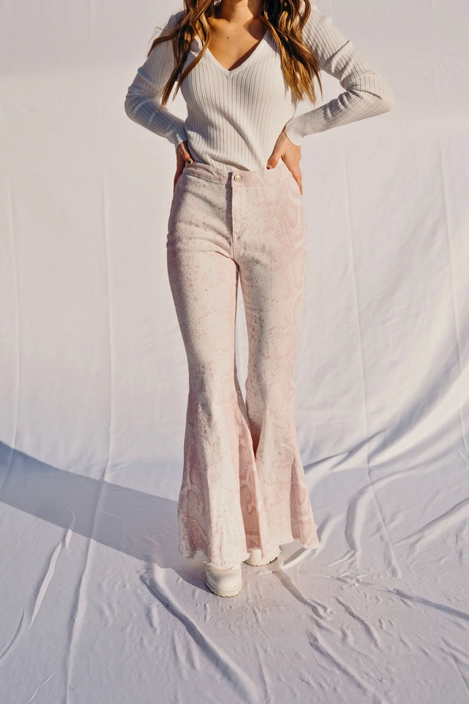 Zane Snake Print Flares