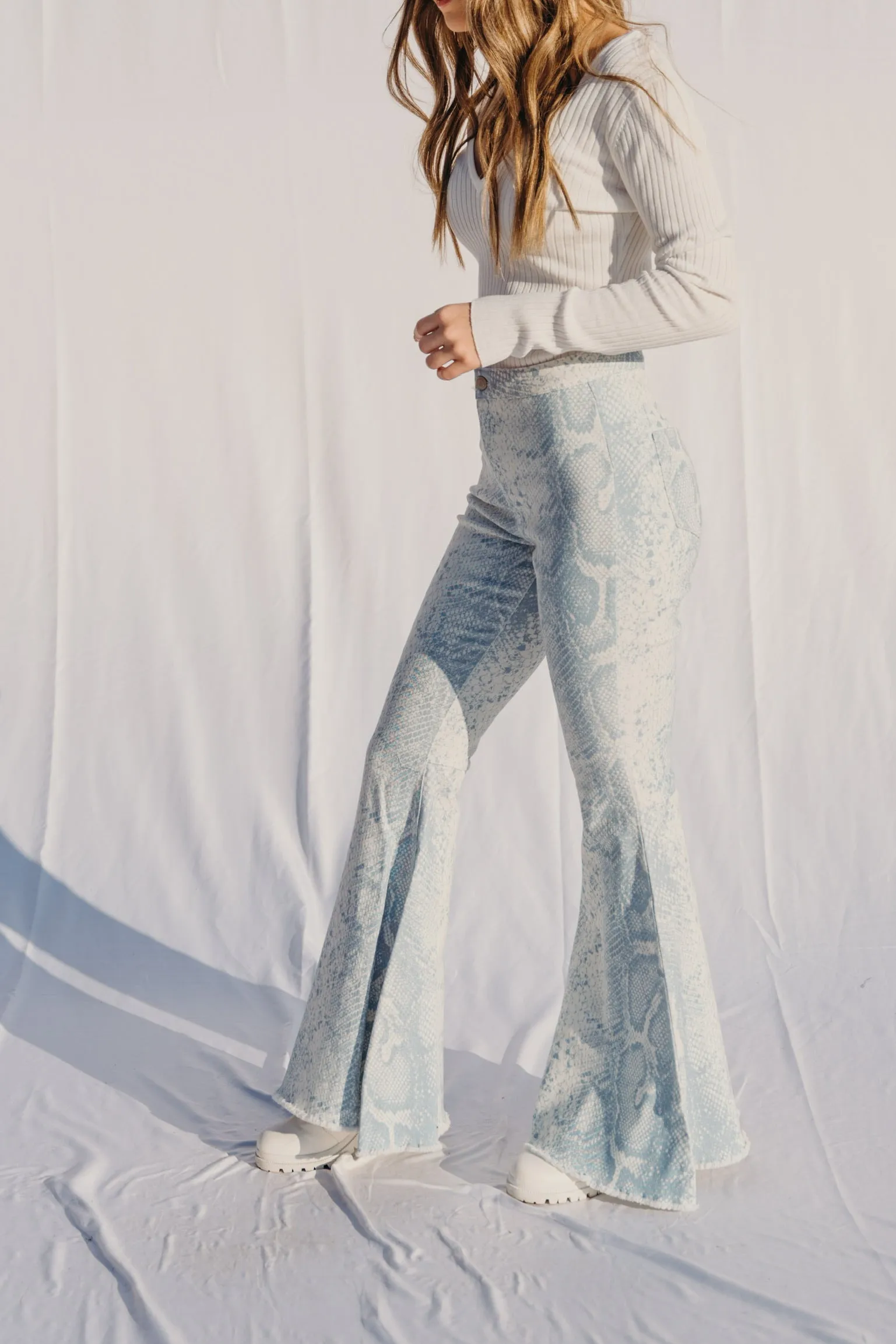 Zane Snake Print Flares